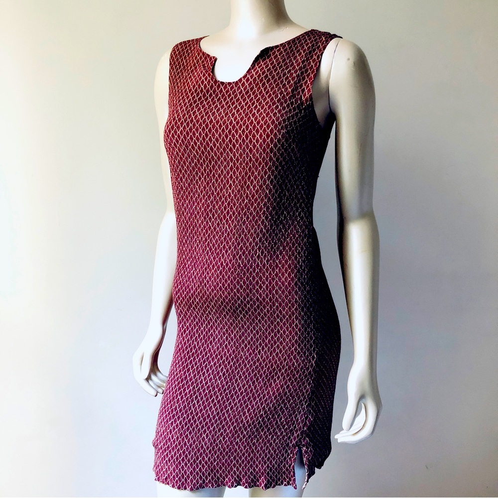 Vintage Reversible Dress 90s Lettuce Trim Sleeveless Tank Dress Knee Length - M
